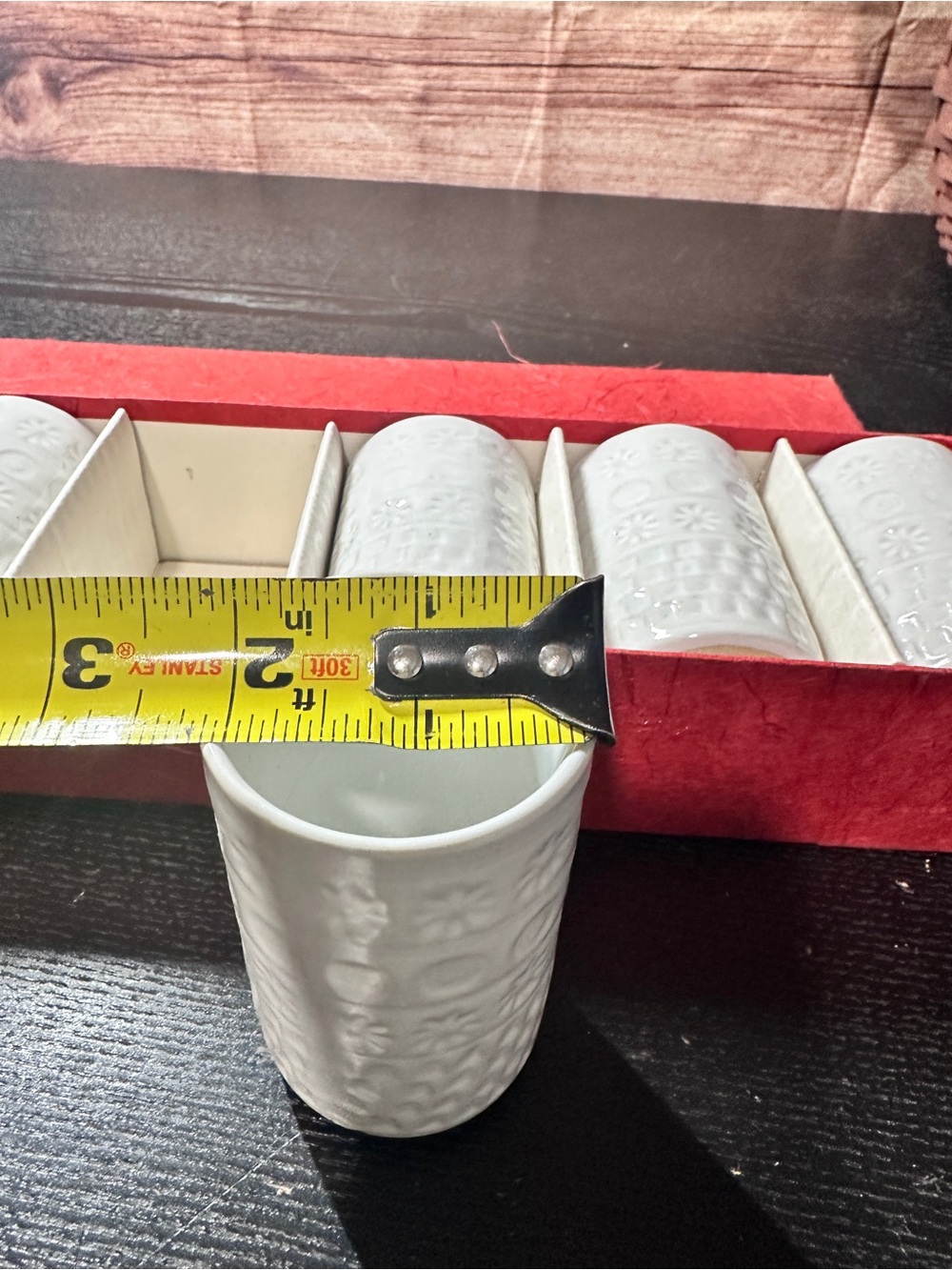 OMC Japan Sake Tea Cups Set of 6 Glazed Stoneware White Patterned Vintage NEW - Picture 6 of 7